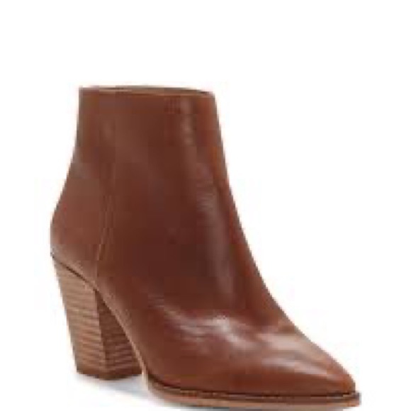 Lucky Brand Adalan Back Zip Dark Chocolate Brown Pointy Toe Block Heel Bootie - Picture 3 of 11